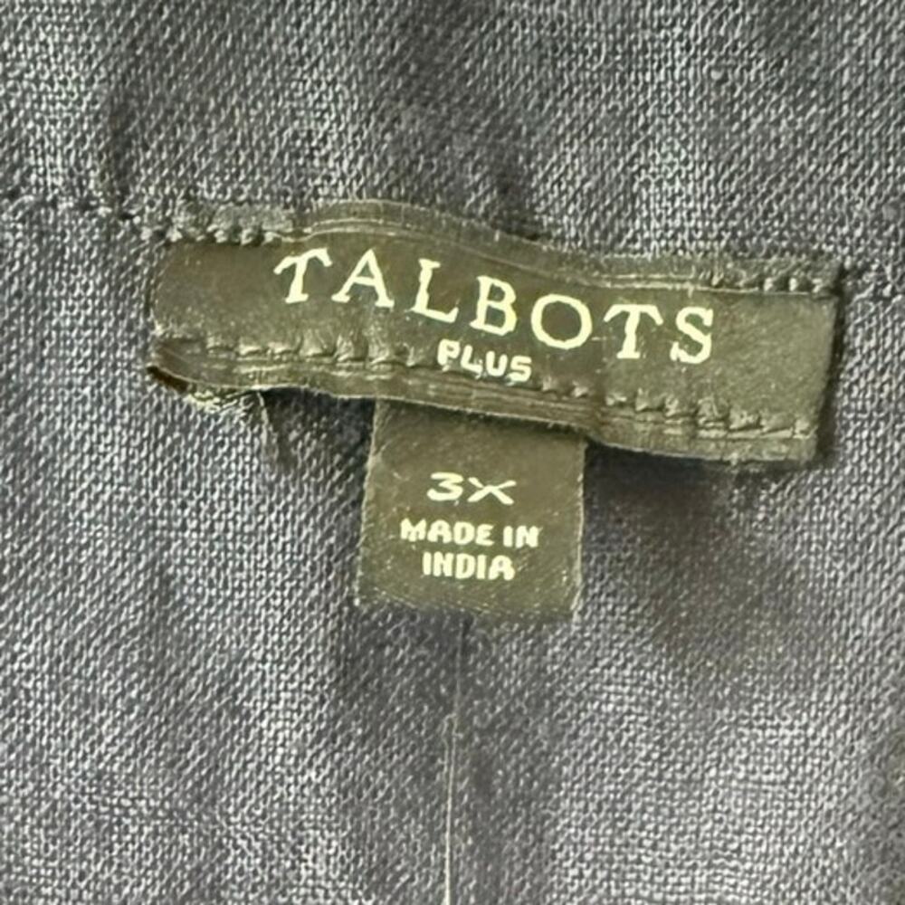 Talbots 100% Linen Sleeveless Tunic Top Navy NWT 3X Coastal Cruise Capsule - Picture 2 of 5